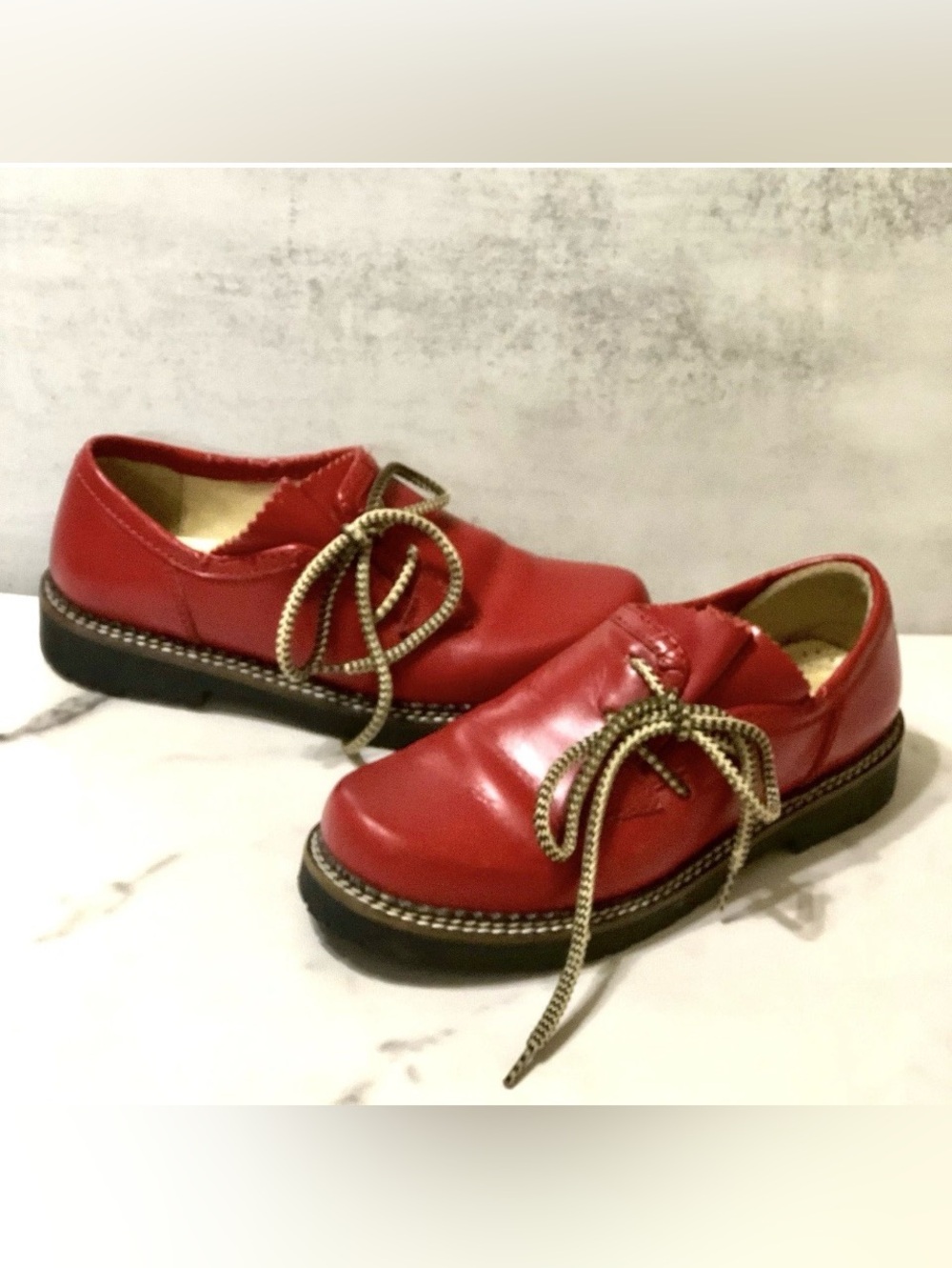 Spieth & Wensky Haferl Red Leather Loafer Rubber Sole Shoes German Sz 36 EU 6 US